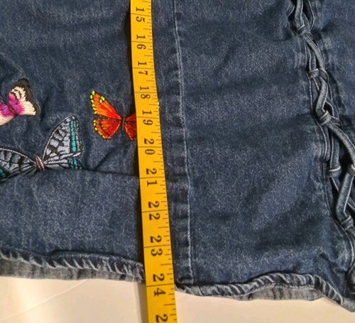 Zoey Beth Plus 2X Lace Up Top Vest Blue Denim Crop Butterfly Embroidery Y2K - Picture 14 of 14