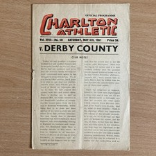 1950/1 Div 1. Charlton Athletic v Derby County. good