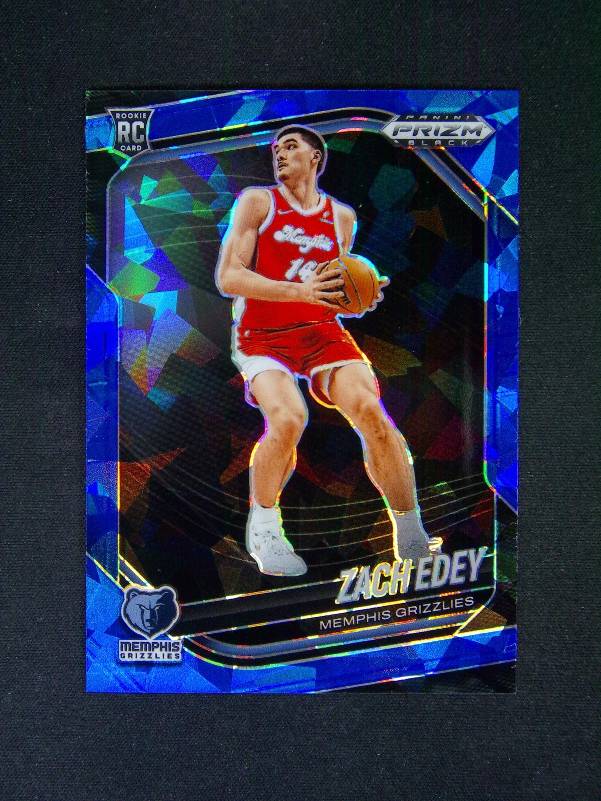 2024-25 Panini Prizm Black Zach Edey #64 RC Rookie Blue Ice /125