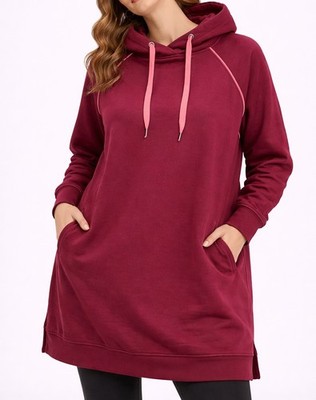 Sweatshirt Gr. 36/38 Beerenrot Damen Langarm Oversize Hoodie Neu