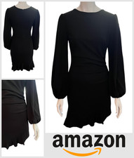 Womens Ladies Asymmetric Dress Size S 10 Vintage Retro Dresses Balloon Sleeves