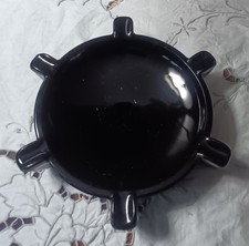 Vintage Viking Glass "Pilot" #773 Ebony Ashtray 8" Diameter Made in the USA