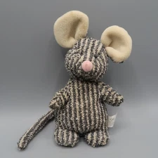 Russ Berrie Sniffy Mouse Home Buddies Striped Gray Stuffed Plush Terrycloth