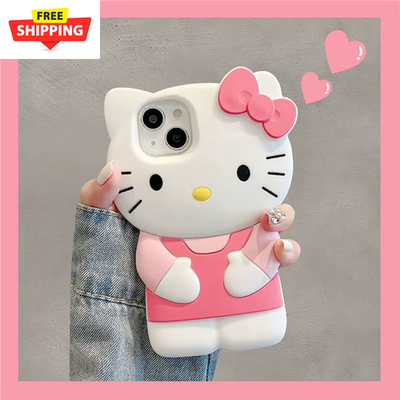 Cute Hello Kitty Pink & Rilakkuma Soft Case for iPhone 17 16 15 14