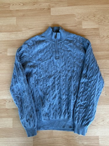 Brooks Brothers, Vintage Brooks Brothers Lambswool Sweater Mens XXL Zip Ribbed Blue READ