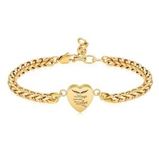 Heart Cremation Memorial Urn Bracelet for Ashes for Women Stainless Steel Gold