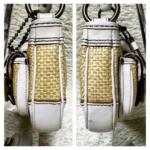 Coach Soho Mini One Shoulder Bag Leather Raffia Brown Shipped from Japan - Picture 3 of 24