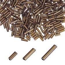 2000pcs Glass Bugle Beads 4/6/9mm Long Tube Cylinder Beads Bronze