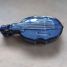 Blue Ceramic Cello Incense Holder Musical Instrument Design