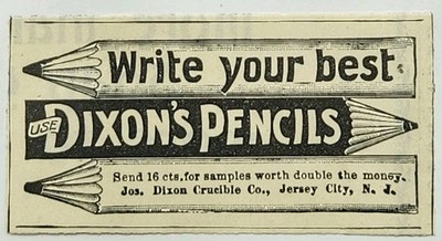 1899 Dixon Pencils Vintage Original Print Ad Jersey City NJ SMALL SIZE 2 1/4''