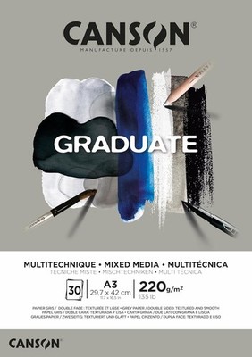 CANSON Studienblock GRADUATE MIXED MEDIA grau DIN A3 30 Blatt