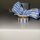 Mud Pie Trinket Box Blue/White Hat- Bow with Smaller Trinket Hat inside NIB — photo 6