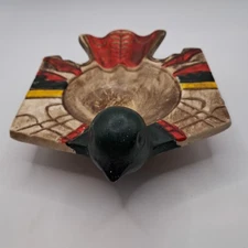 Vintage Luray Caverns Native America Pottery Bird Ashtray Trinket Brush Tray...