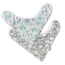 Copper Pearl Baby Bandana Bibs 2 Pack Unicorn Rainbow Floral Grey White Snaps