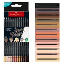 Brand New Faber-Castell Black Edition Skin Tone Colored Pencils: 12 Count