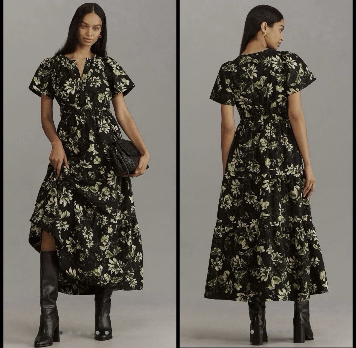green floral dress anthropologie PALOMA ONE SHOULDER RUCHED MESH BODYCON MAXI DRESS main image 0