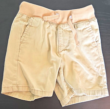 Gap 2T Beige Solid Khaki Shorts Drawstring Pull On Elastic Waist Pockets