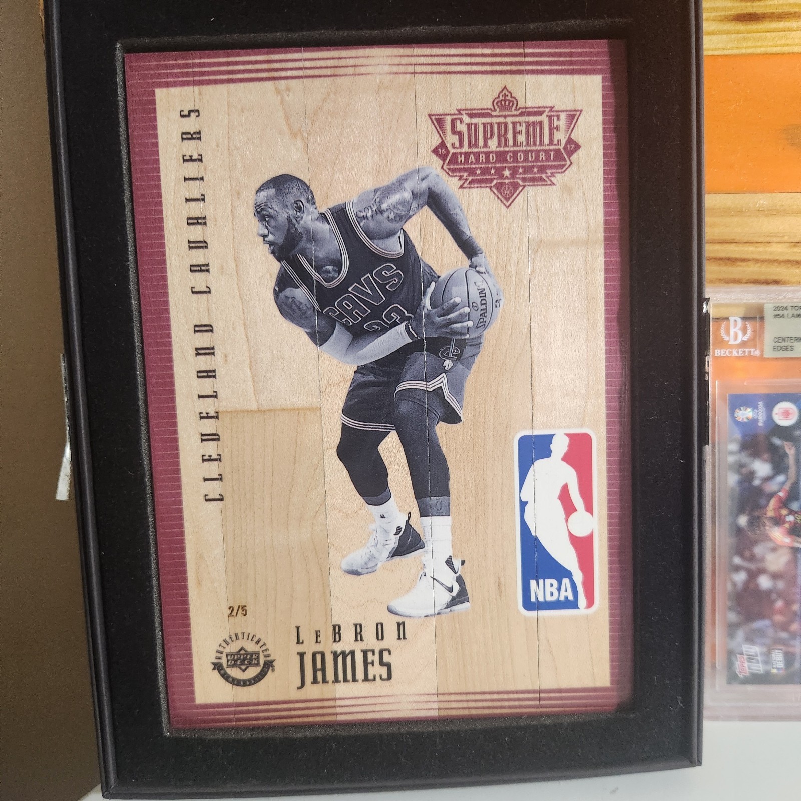 2017-18 Upper Deck Supreme Hardcourt LeBron James Black and White Logoman /5 