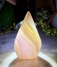 Crystal Banded Pink Jelly Agate Teardrop Obelisk Point Carving Mineral