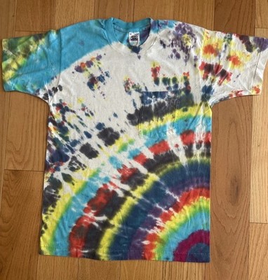 Vintage 90s Spiral Splatter Tie-Dye Selvedge BVD Pocket T-Shirt Size Medium Art