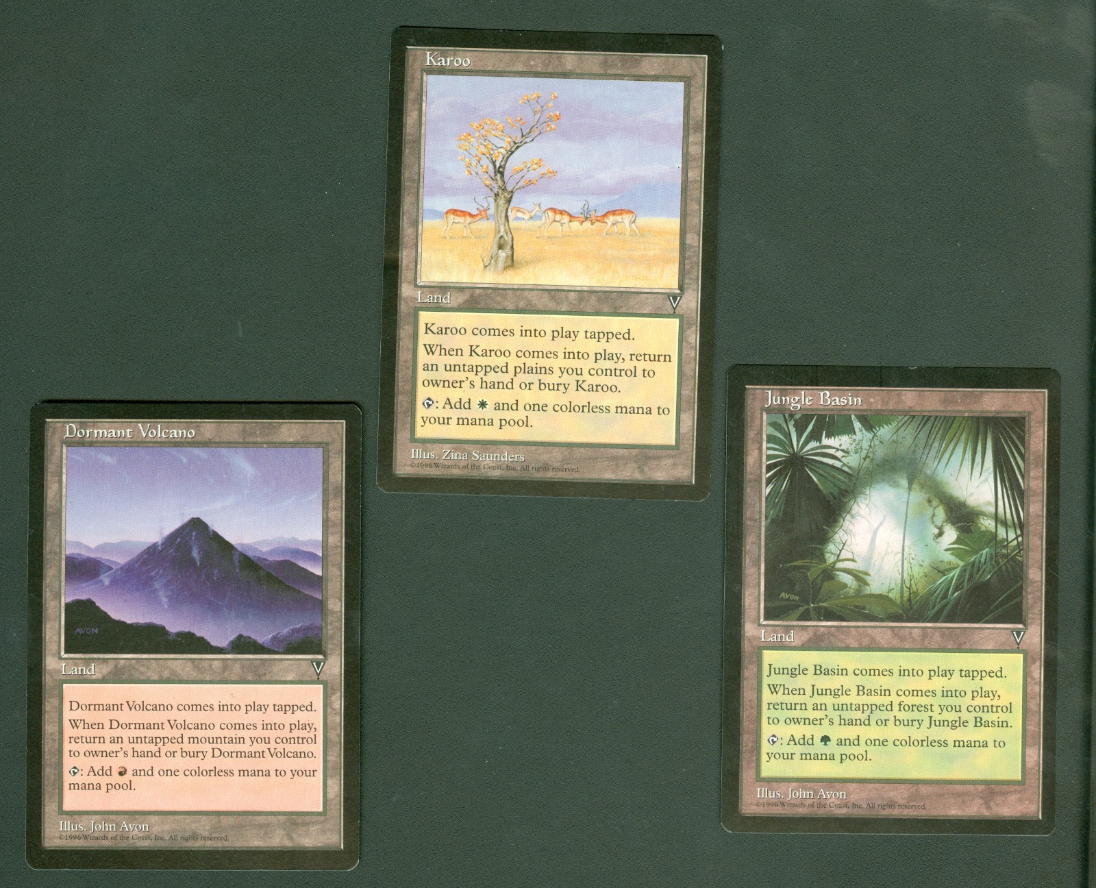 DORMANT VOLCANO, KAROO, JUDGLE BASIN  lands  1997 Visions MTG  Unplayed NM