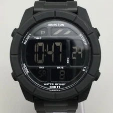 Armitron Pro Sport Watch Men 47mm Black Day Date Digital Chronograph New Battery