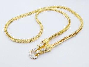 Authentic Necklace Beautiful Dragon Head 20" 24K Yellow Gold Plated Men Women Jewelry