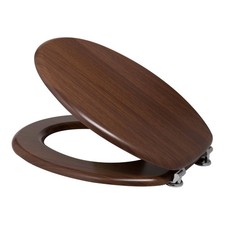 ABATTANT WC LUNETTE DE TOILETTE NOYER SURFACE SIÈGE ANTI-BACTÉRIEN UNIVERSEL MDF