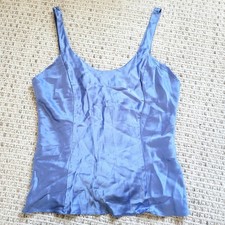 Vintage 1997 Womens M Victorias Secret 100 Silk Tank Top Camisole Blue Satin