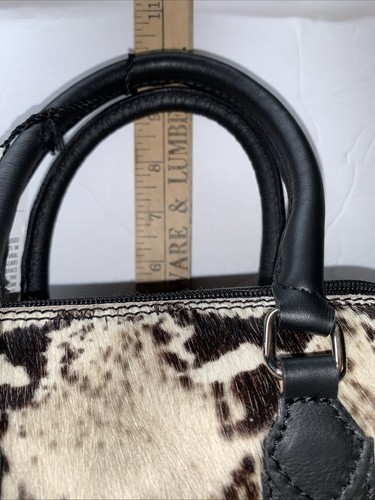 Bolso de mano Maurizio Taiuti Italia piel de becerro pelo de pony estampado animal correa para el hombro ** - Imagen 9 de 17