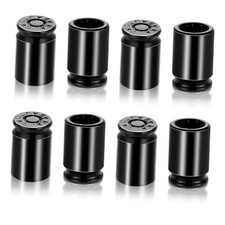 8 Pcs Bullet Valve Stem Caps Aluminum Alloy Tire Valve Stem Caps Black