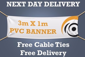3m X 1m Pvc Banners Printed Outdoor Sign Vinyl Banner Next Day