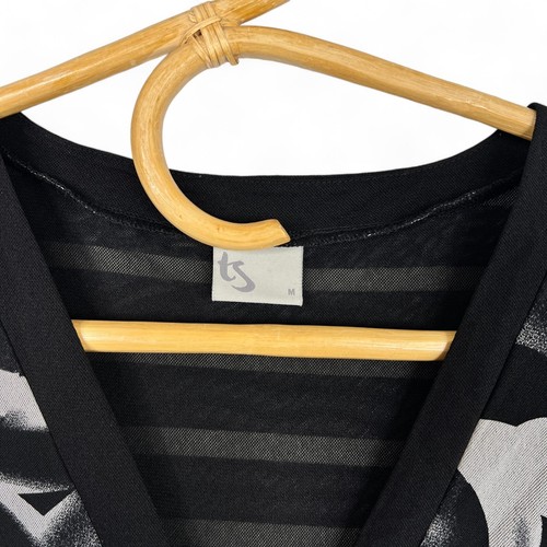 Taking Shape Long Black & White Womens Cardigan Size M Abstract Button Up - Picture 2 of 9