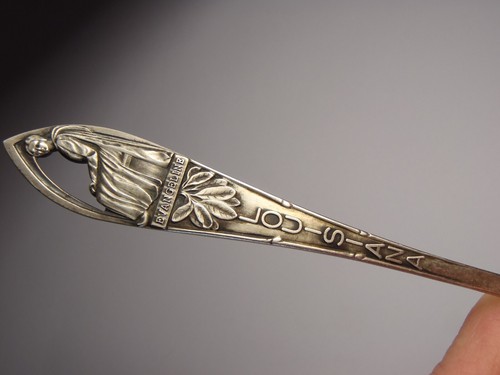 Antique Evangeline Louisiana Oak Tree Benches Sterling Souvenir Spoon 5 5/8" - Picture 11 of 20