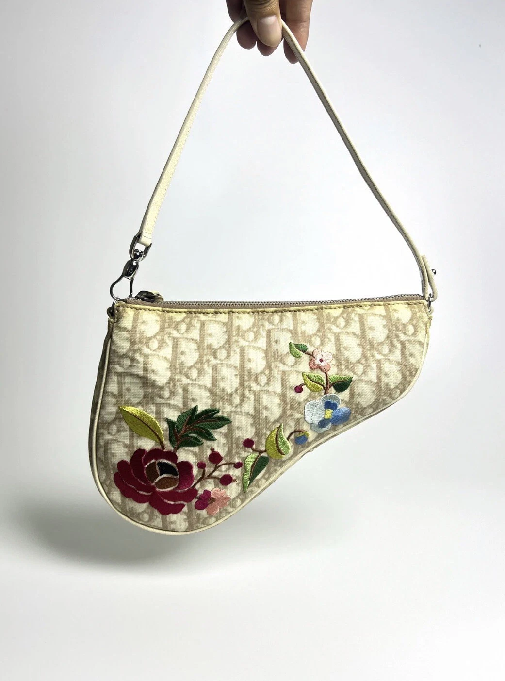 Mini sacoche de selle Dior à fleurs vintage 