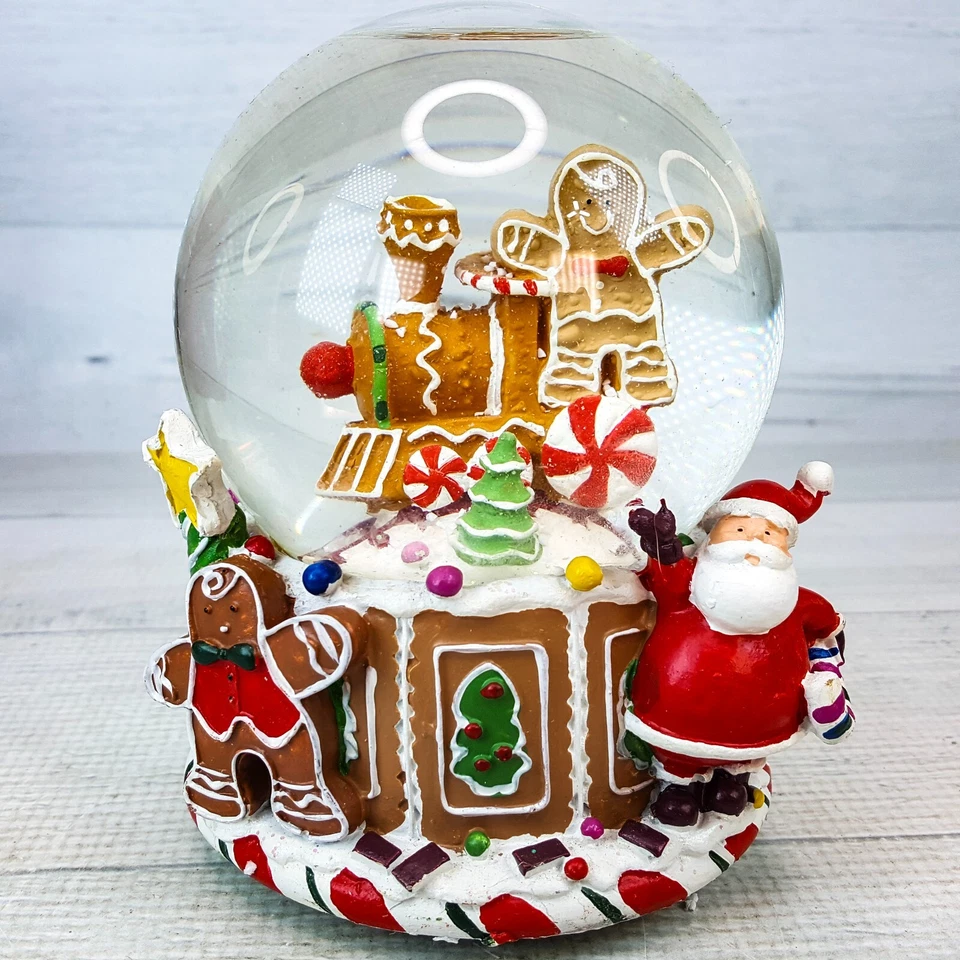 Musical Snow Globe Gingermint Santa Gingerbread Train Wish You Merry Christmas - Image 2 of 4