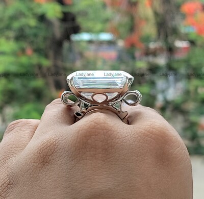 Attractive Large Emerald Shape Simulated Colorless White CZ Women