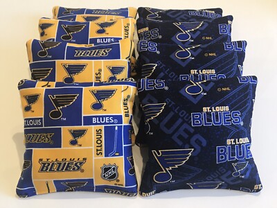 ST. LOUIS BLUES CORNHOLE BEAN BAGS SET OF 8 TOP QUALITY NHL REGULATION BAGS S