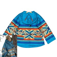 Kelly Reilly Jacket Beth Dutton Yellowstone Blue Hooded Wool Poncho Women Coat