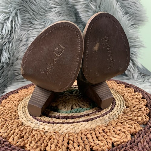 Splendid Sz 9.5 Reseda Olive Green Suede Slouch Block Heel Pull On Ankle Booties - 第 5/7 張圖片