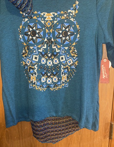 Girl’s /Junior’s~Arizona Jeans~Vintage Teal Owl Short Sleeve Shirt Size XXL 20.5 - Picture 7 of 9