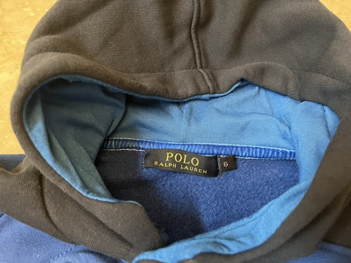 Polo Ralph Lauren Boys Sweatshirt Size 6 Navy & Blue Big Pony Asymmetric Button - Picture 5 of 9
