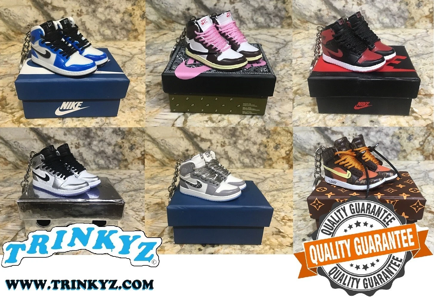 Jordan Mini Paire de Porte clés Chaussures avec Option Boîte, Set Porte clés Baskets