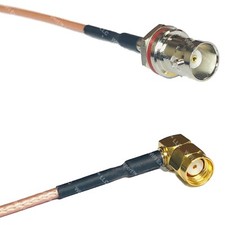 RG316 BNC FEMALE SM BULKHEAD to RP-SMA MALE ANGLE RF Cable Rapid-SHIP LOT