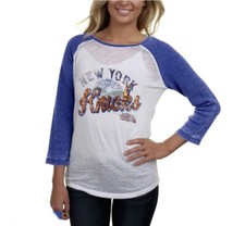 New York Knicks Three-Quarter Sleeve Thermal Burnout Raglan T-Shirt Women's L