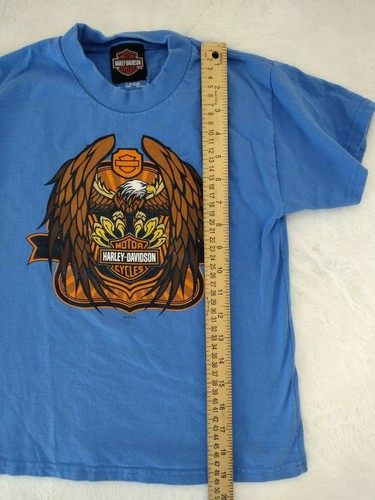 Harley Davidson Motor Cycles T-Shirt Child Girls Boys Small 100% Cotton Blue Tee - Picture 5 of 9