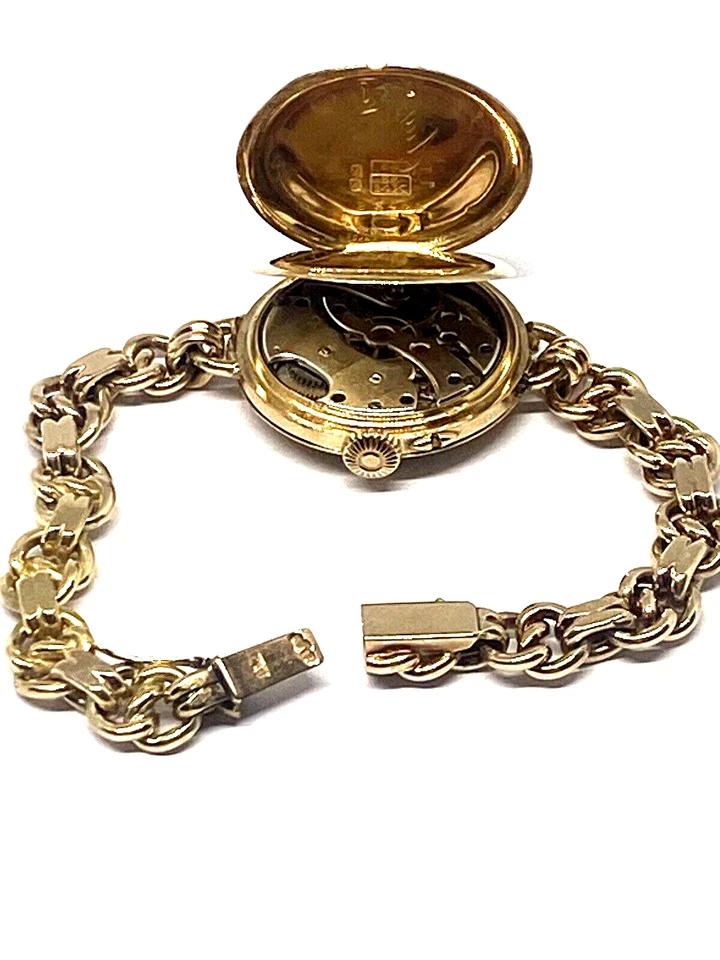 14k.Yellow Solid Gold ''AUG.'Ericsson' WatchVintageUnisex Swiss made.31mm.15Jew. - Image 3 of 4