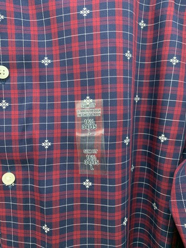 Tommy Hilfiger Mens Dress Shirt Purple Size Large L 16 1/2 ThFlex Slim - Picture 4 of 8