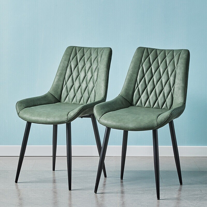 2pcs Kunstleder Esszimmerstühle Set gepolstert Sitz Restaurant Küche Stuhl