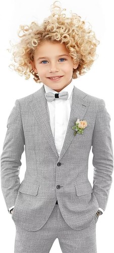 Boy Summer Lightweight Linen Suit Set Blazer Pants Cute Stylish for Wedding Ring - Picture 8 of 36